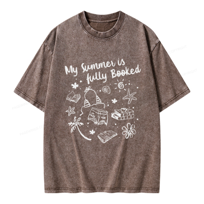 Pagewings My Summer Is Fully Booked Unisex Washed T-shirt
