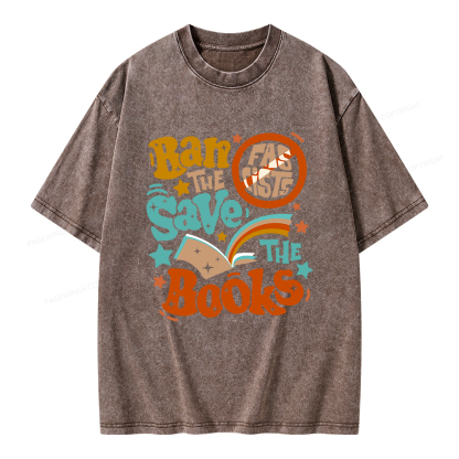 Pagewings Ban The Fascists Save The Books Unisex Washed T-shirt