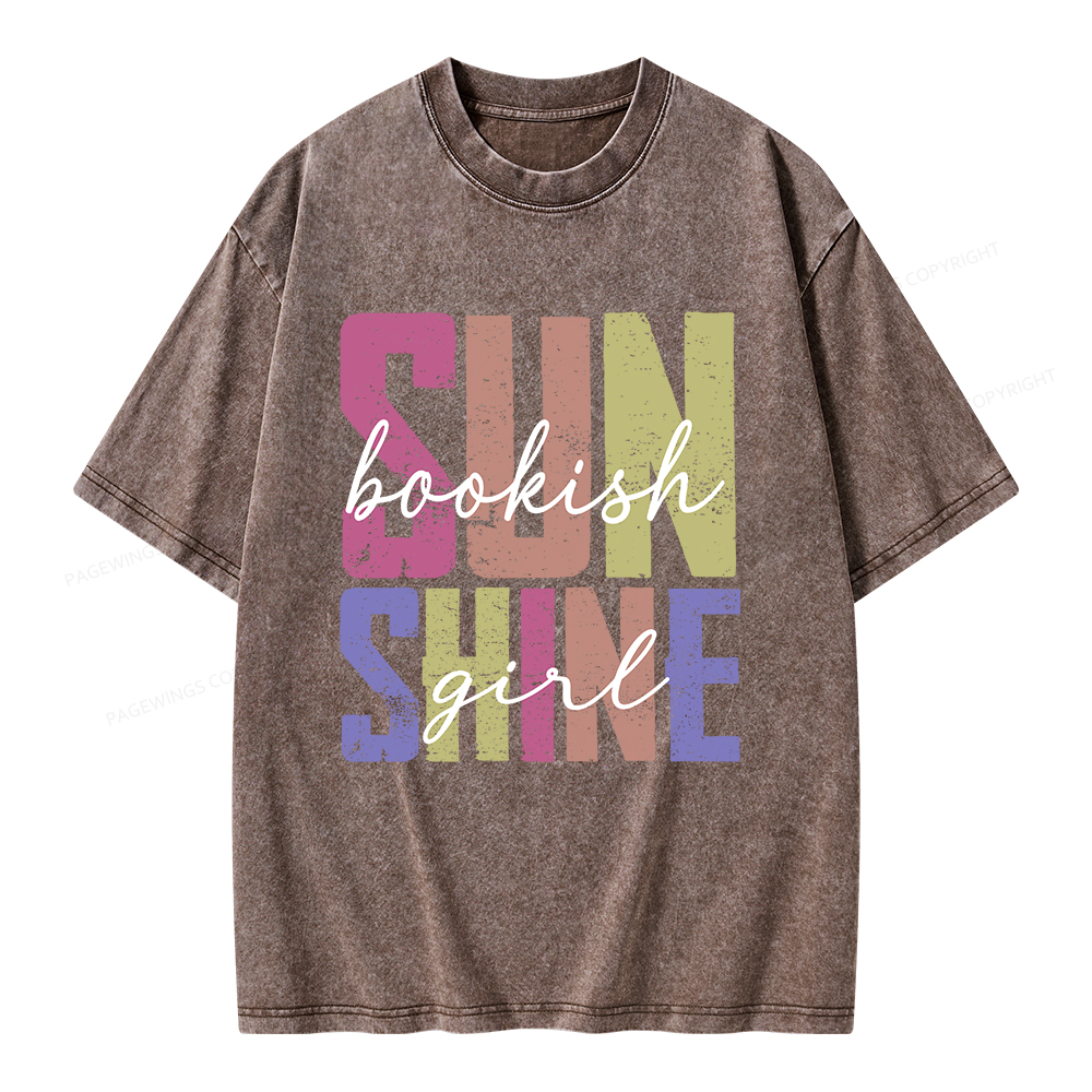 Pagewings Sunshine Bookish Girl Unisex Washed T-shirt