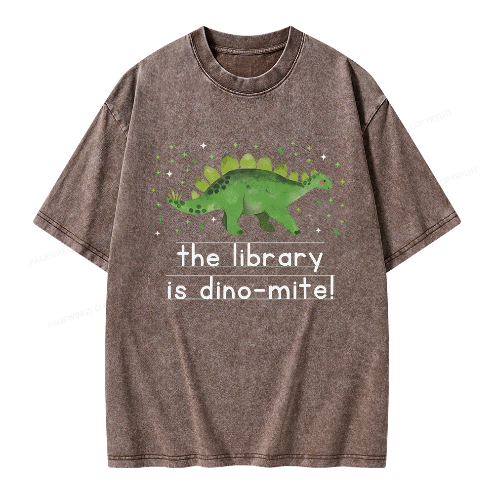 Pagewings The Library Is Dino-Mite Unisex Washed T-shirt