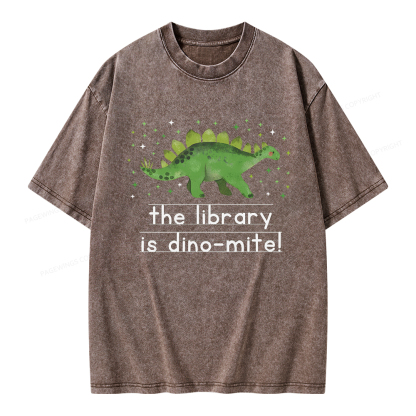 Pagewings The Library Is Dino-Mite Unisex Washed T-shirt