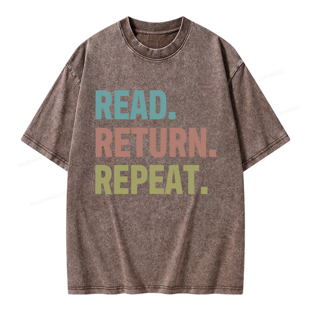 Pagewings Read Return Repeat Unisex Washed T-shirt