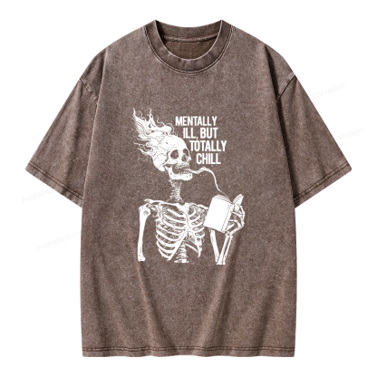 Pagewings Mentally Ill But Totally Chill Unisex Washed T-shirt