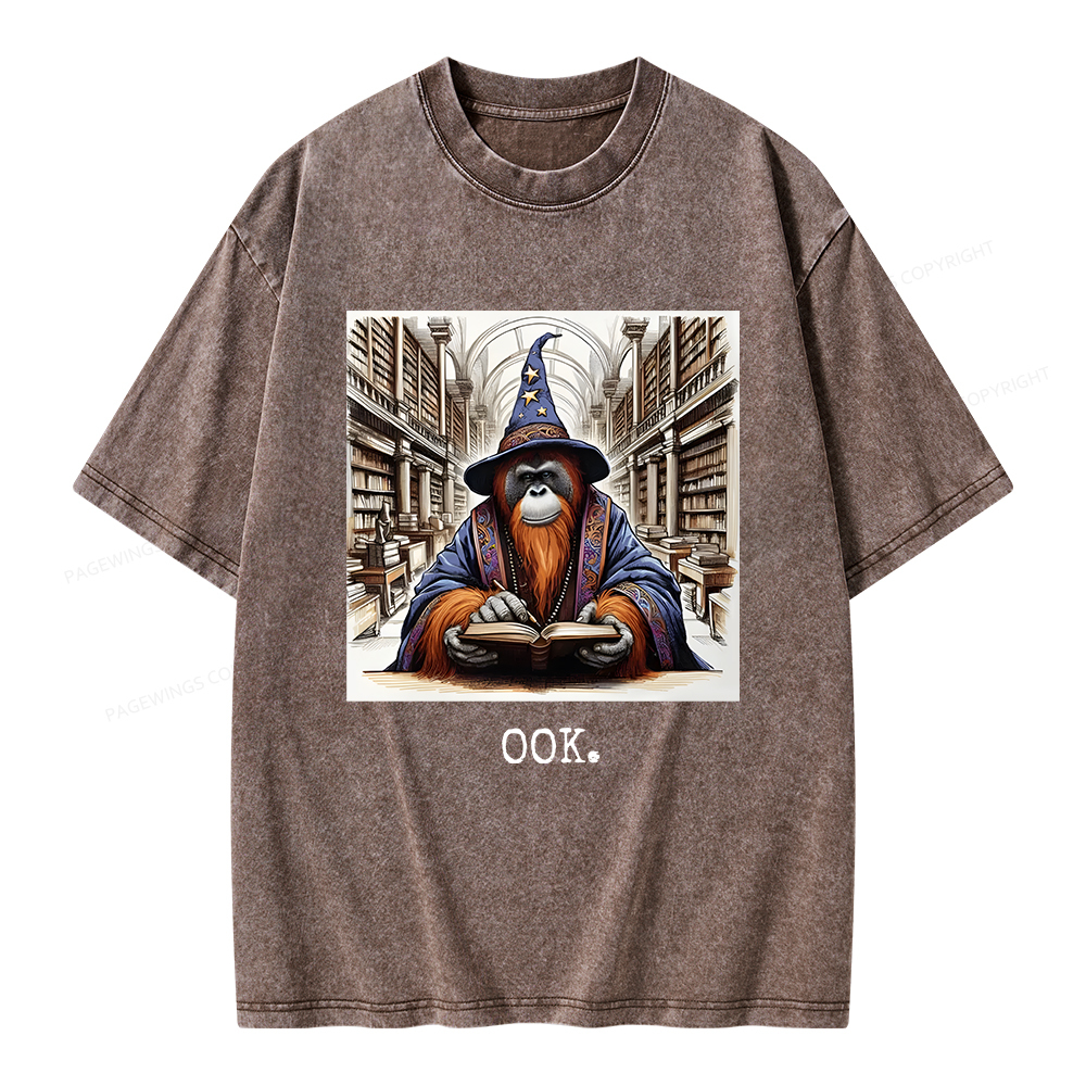 Pagewings Orangutan Librarian OOK  Unisex Washed T-shirt