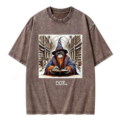 Pagewings Orangutan Librarian OOK  Unisex Washed T-shirt