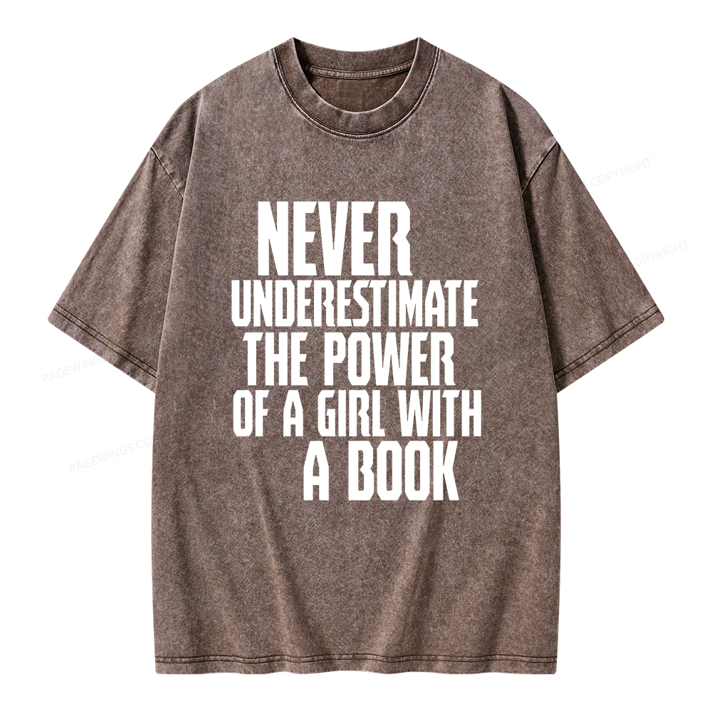 Pagewings The Power Of A Girl With A Book Unisex Washed T-shirt
