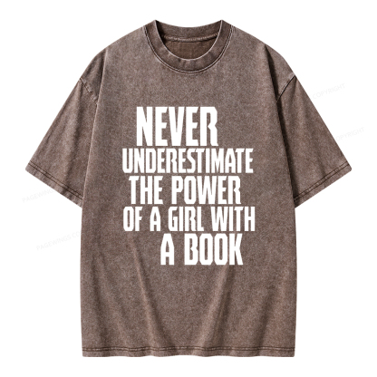 Pagewings The Power Of A Girl With A Book Unisex Washed T-shirt