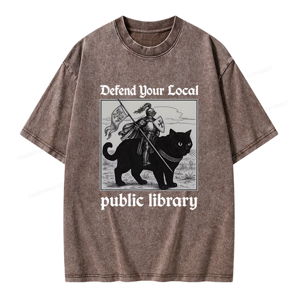 Pagewings Defend Your Local public library Unisex Washed T-shirt
