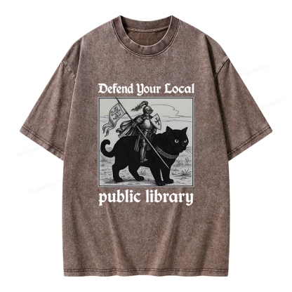 Pagewings Defend Your Local public library Unisex Washed T-shirt