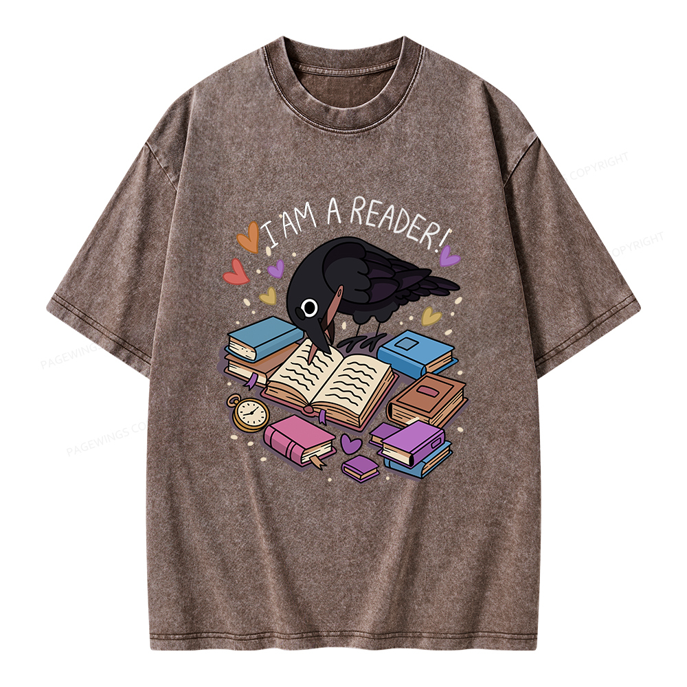 Pagewings I Am An Reader Unisex Washed T-shirt