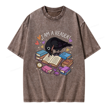 Pagewings I Am An Reader Unisex Washed T-shirt