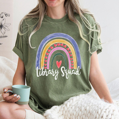 Pagewings Librarian Tee, Library Team Tee, Library Squad Shirt Unisex Washed T-shirt