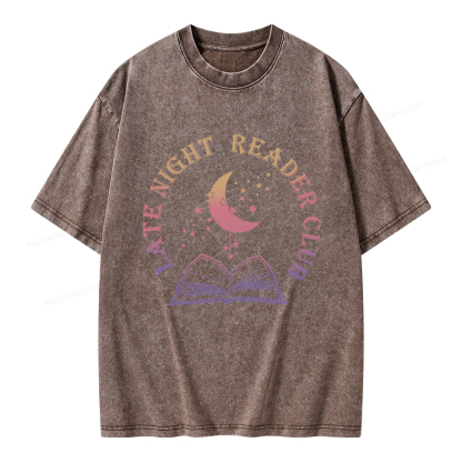 Pagewings Late Night Reader Club Unisex Washed T-shirt
