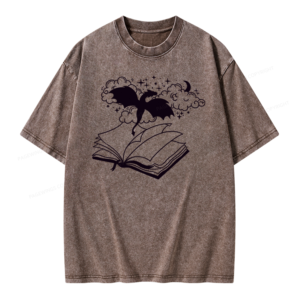 Pagewings Dragon Book Unisex Tee Unisex Washed T-shirt