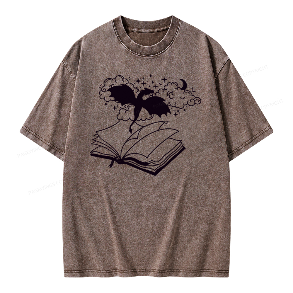 Pagewings Dragon Book Unisex Tee Unisex Washed T-shirt