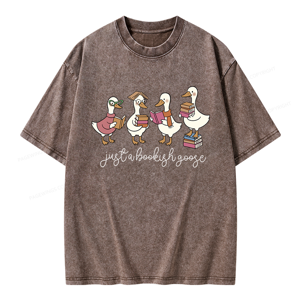 Pagewings Just A Bookish Goose Unisex Washed T-shirt