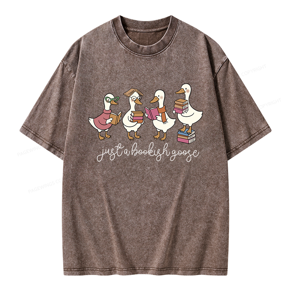 Pagewings Just A Bookish Goose Unisex Washed T-shirt