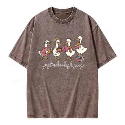 Pagewings Just A Bookish Goose Unisex Washed T-shirt