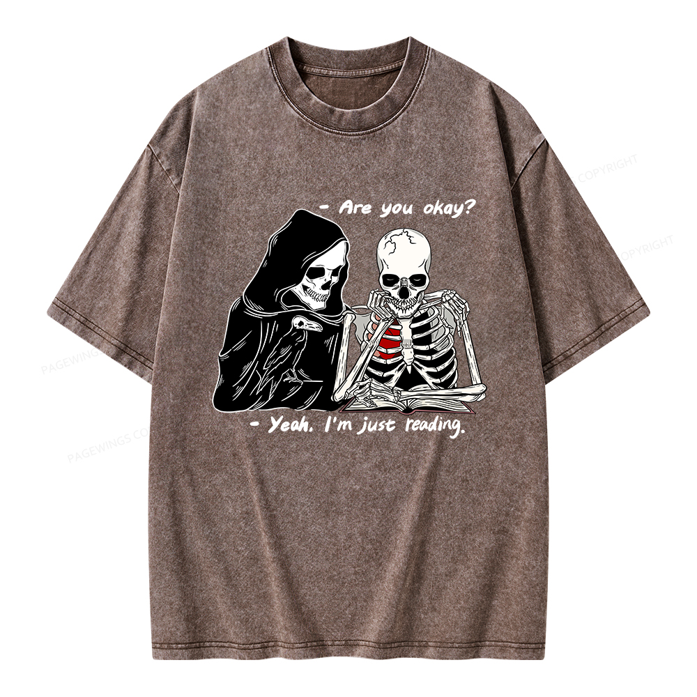 Pagewings Yeah I'm Just Reading Unisex Washed T-shirt