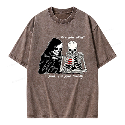 Pagewings Yeah I'm Just Reading Unisex Washed T-shirt