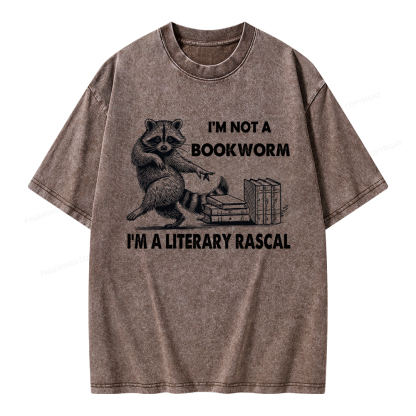 Pagewings I'm Not A Bookworm I'm A Literary Rascal Unisex Washed T-shirt