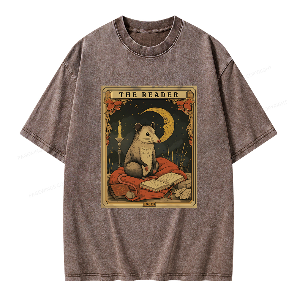 Pagewings The Reader Tarot Card Unisex Washed T-shirt