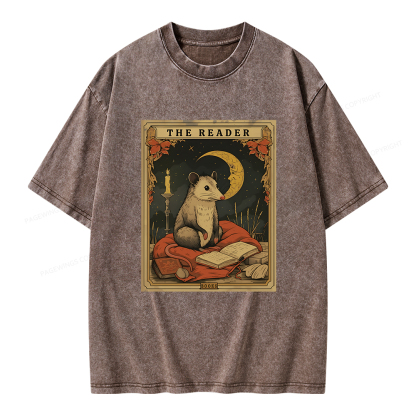 Pagewings The Reader Tarot Card Unisex Washed T-shirt