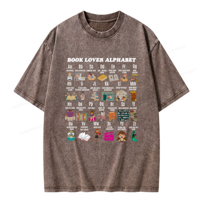 Pagewings Book Lover Alphabet Unisex Washed T-shirt