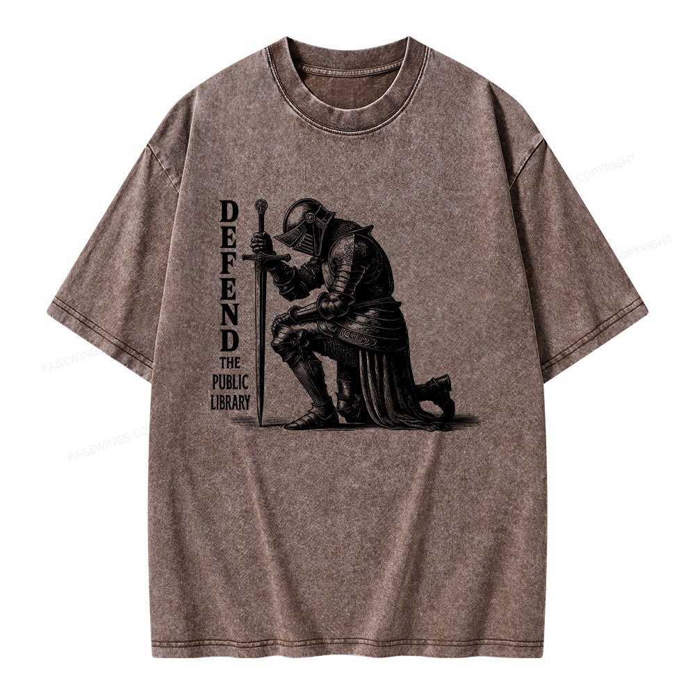 Pagewings Defend the Public Library Unisex Washed T-shirt