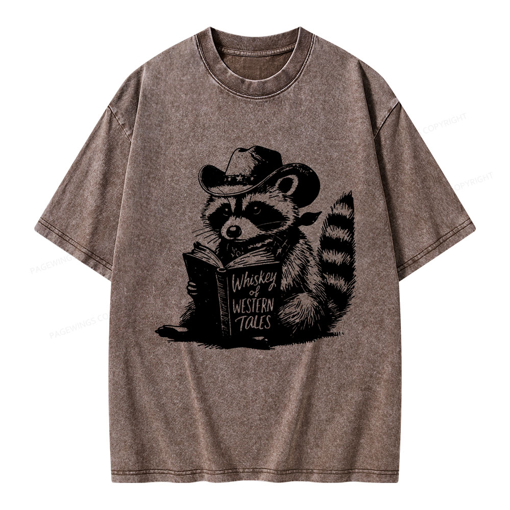 Pagewings Whiskey of Western Tales Unisex Washed T-shirt