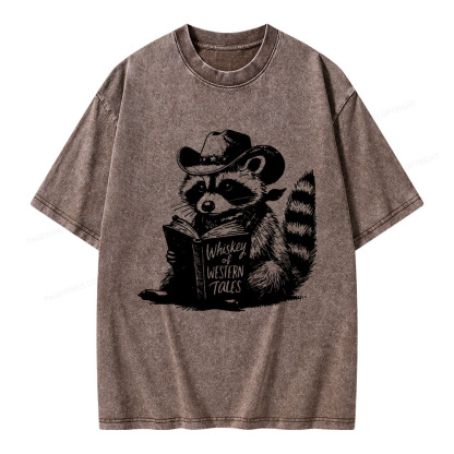 Pagewings Whiskey of Western Tales Unisex Washed T-shirt