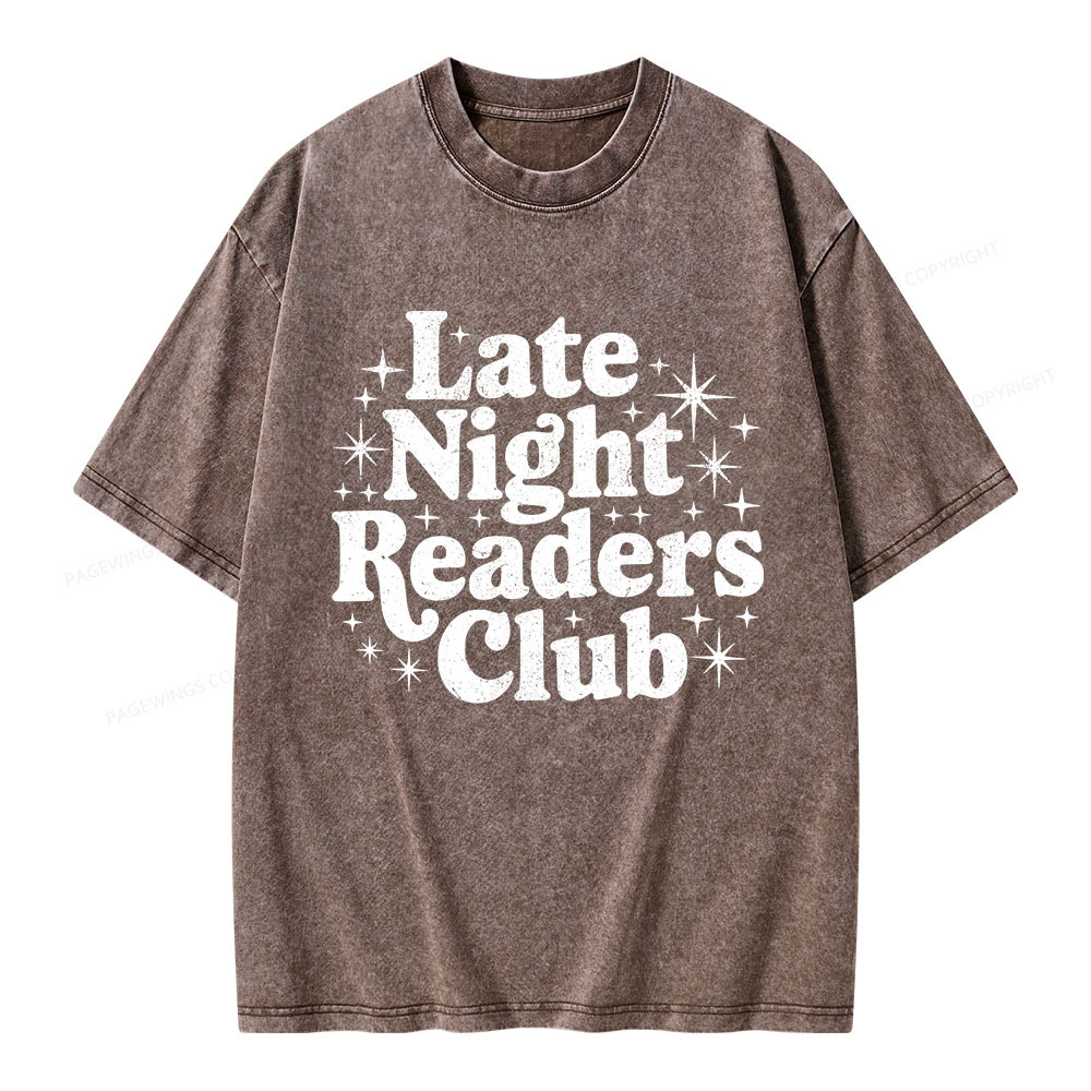 Pagewings Late Night Readers Club Unisex Washed T-shirt