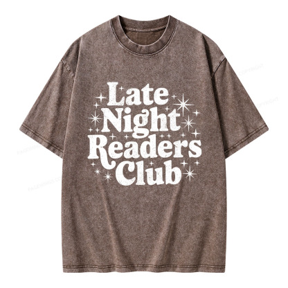 Pagewings Late Night Readers Club Unisex Washed T-shirt