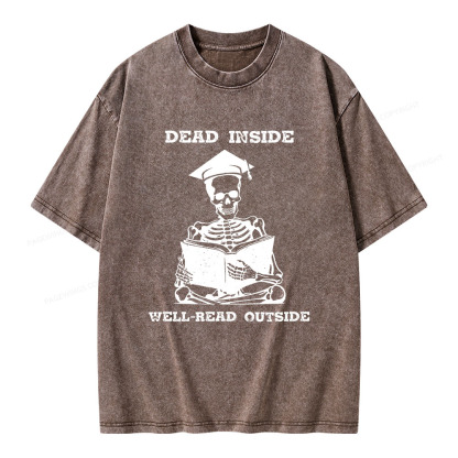 Pagewings Dead Inside Well-Read Outside Unisex Washed T-shirt