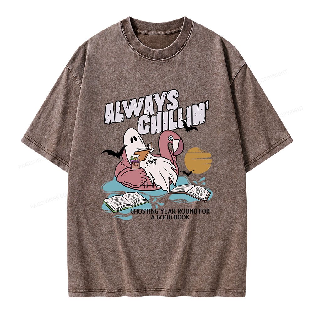 Pagewings Book Lover Summerween Always Chillin' Unisex Washed T-shirt