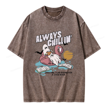 Pagewings Book Lover Summerween Always Chillin' Unisex Washed T-shirt