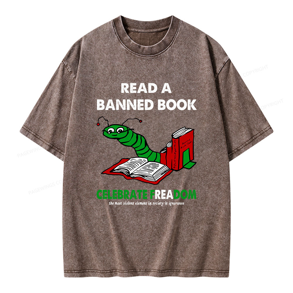 Pagewings Read A Banned Book Unisex Washed T-shirt