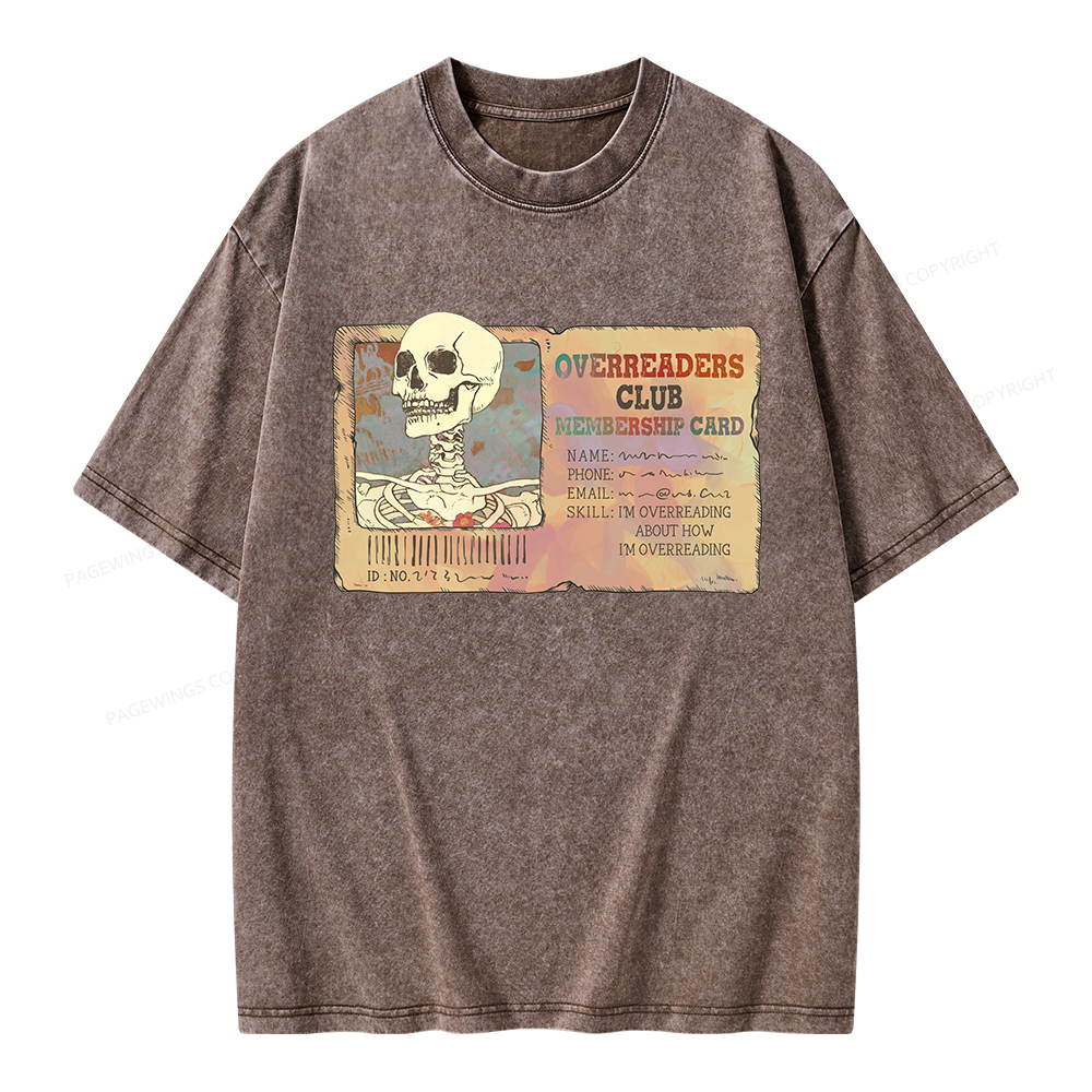 Pagewings Overreaders Club Membership Card Unisex Washed T-shirt