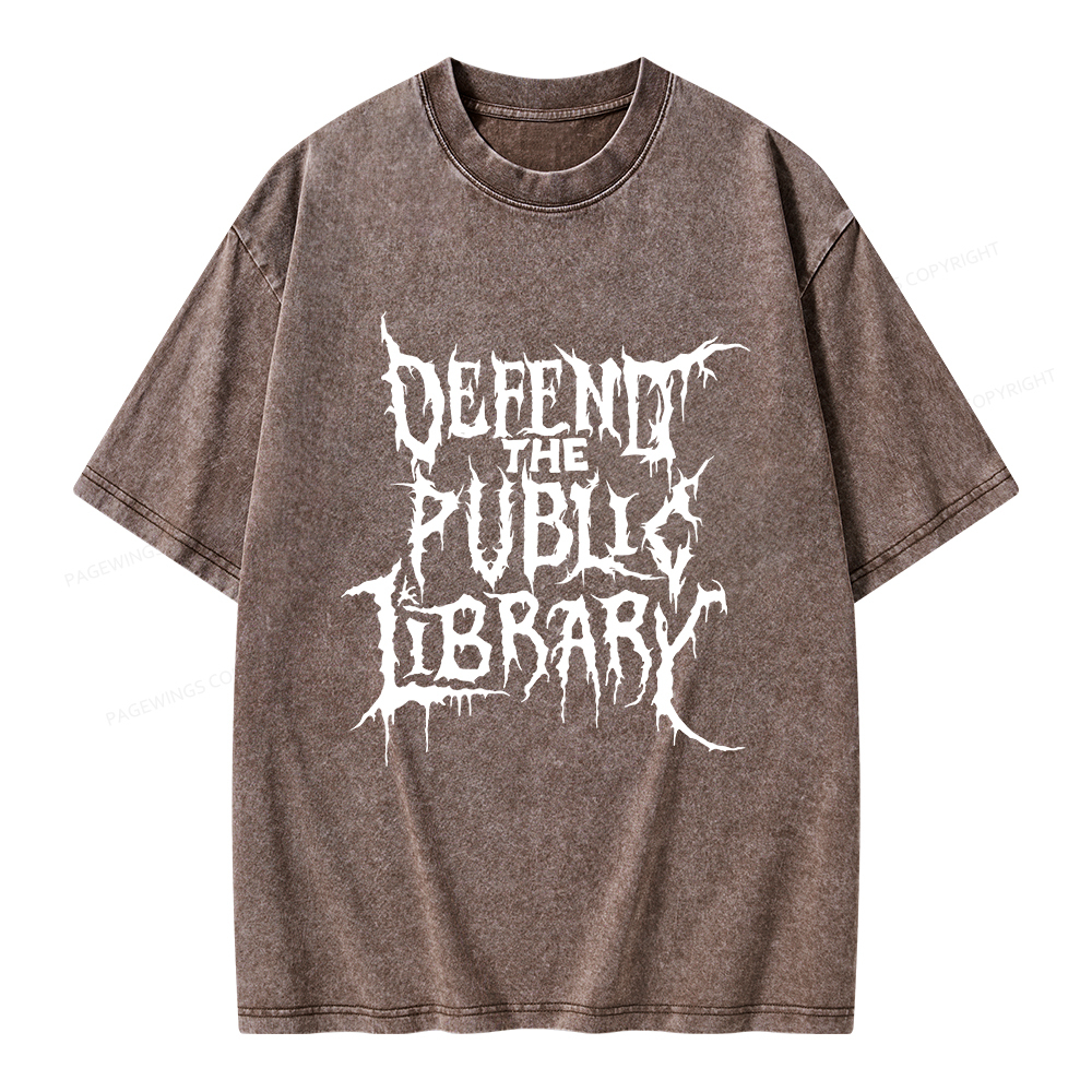 Pagewings Defend The Public Library Unisex Washed T-shirt