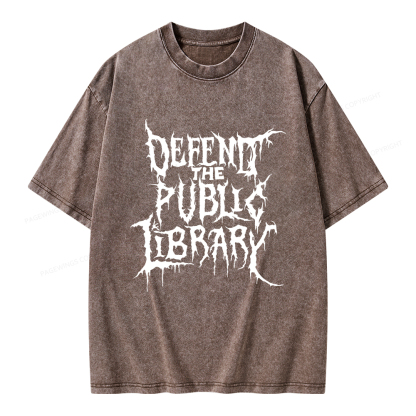 Pagewings Defend The Public Library Unisex Washed T-shirt
