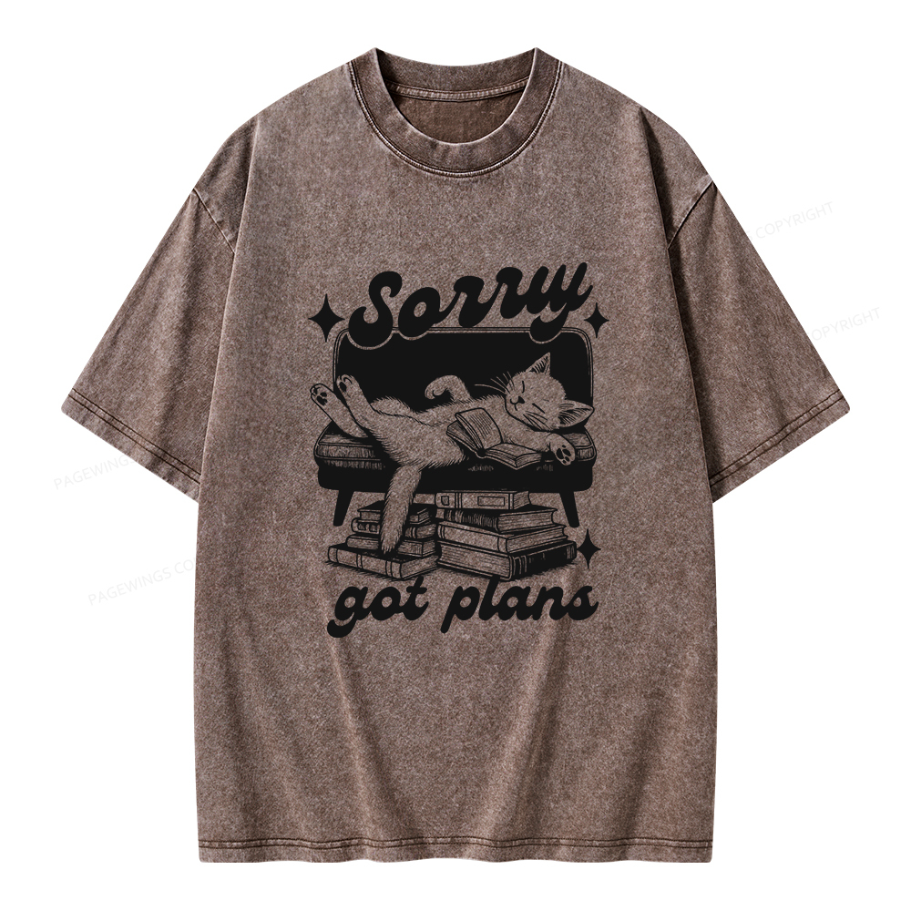 Pagewings Sorry Got Plans Unisex Washed T-shirt