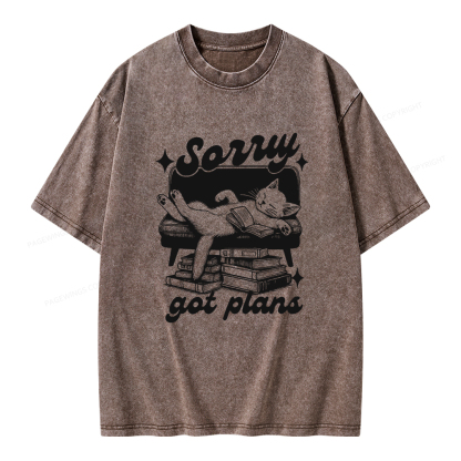 Pagewings Sorry Got Plans Unisex Washed T-shirt