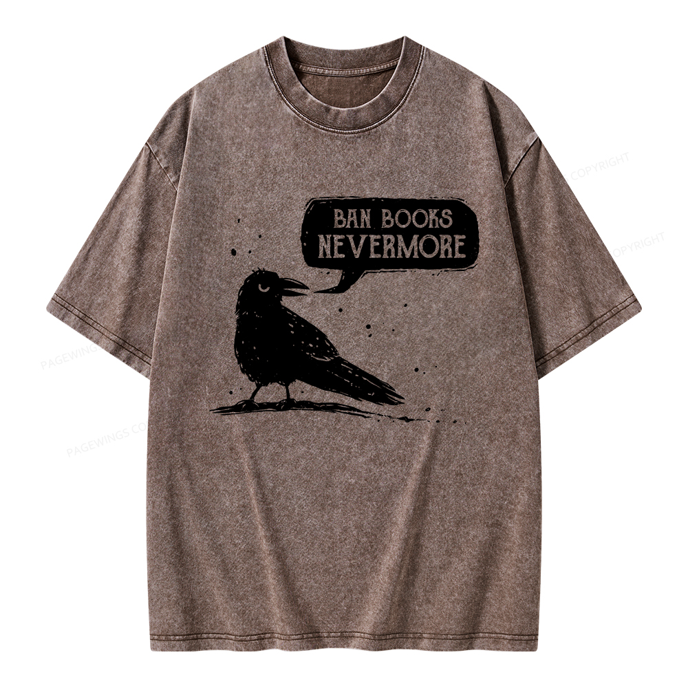 Pagewings Ban Books Nevermore Unisex Washed T-shirt