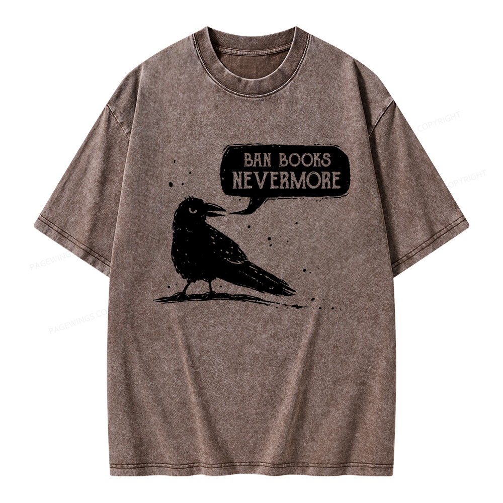 Pagewings Ban Books Nevermore Unisex Washed T-shirt