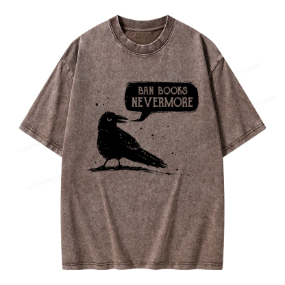 Pagewings Ban Books Nevermore Unisex Washed T-shirt
