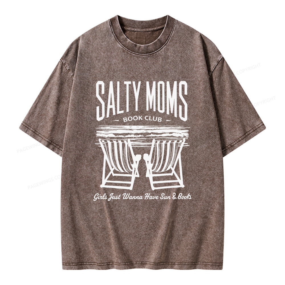 Pagewings Salty Moms Book Club Unisex Washed T-shirt