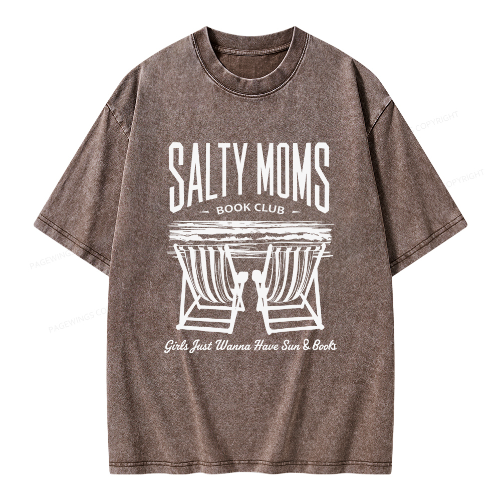 Pagewings Salty Moms Book Club Unisex Washed T-shirt