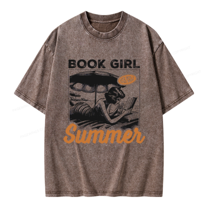Pagewings Book Girl Summer Unisex Washed T-shirt