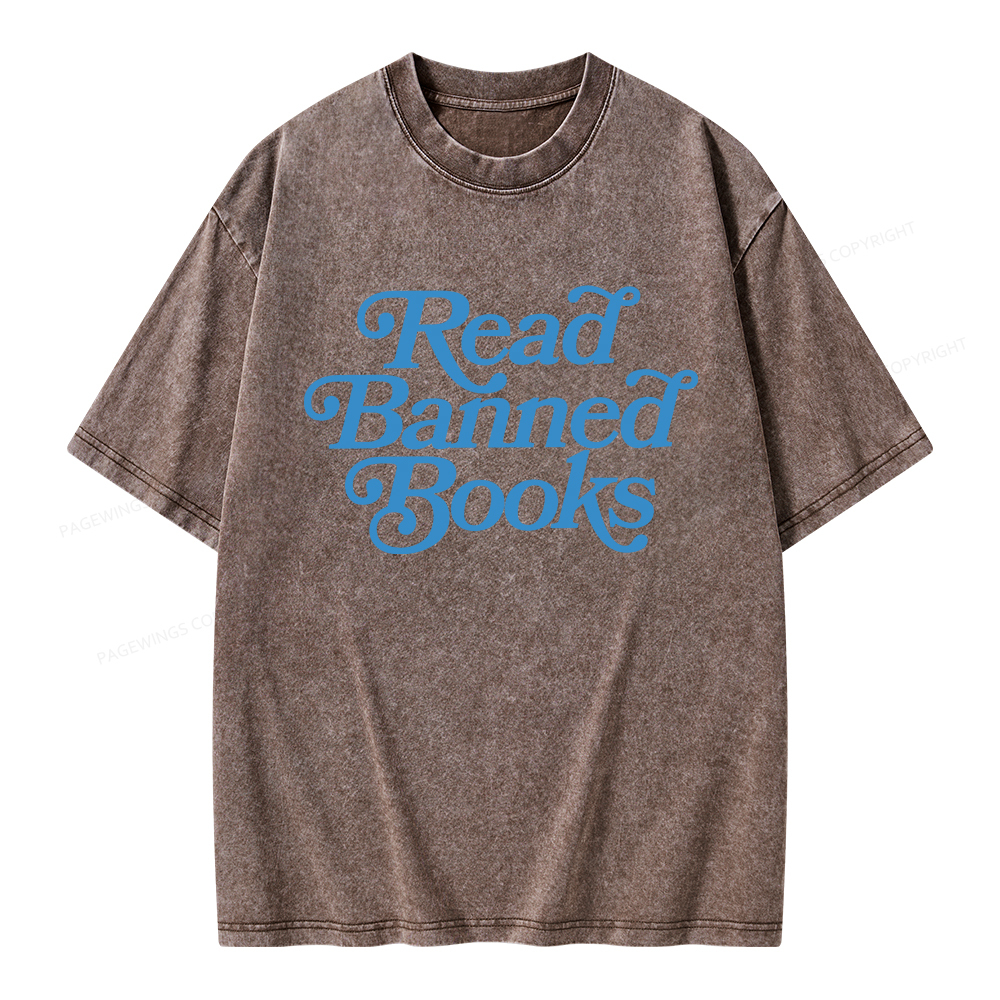 Pagewings Read Band Books Freedom Read Unisex Washed T-shirt