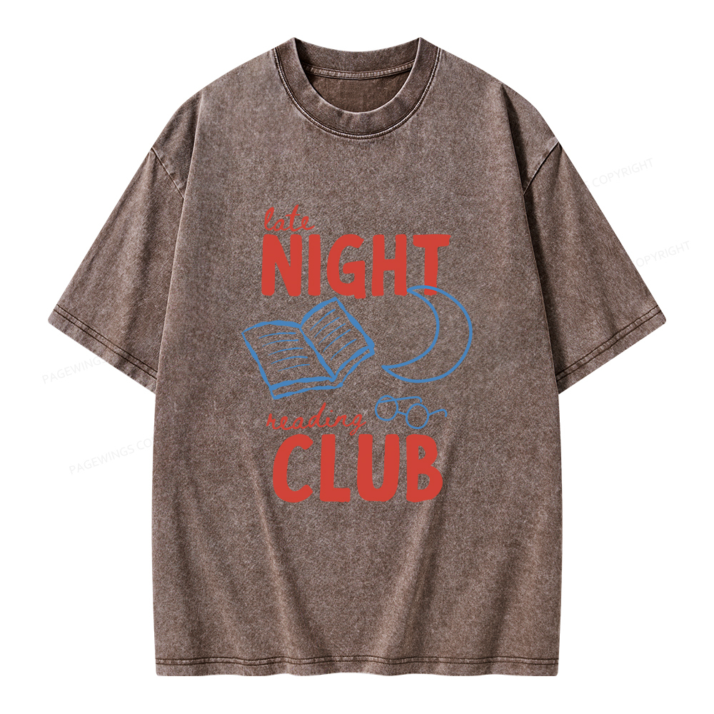Pagewings Late Night Reading Club Unisex Washed T-shirt